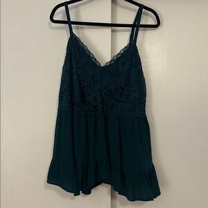 NWT Torrid Deep Teal Babydoll Lace Tank